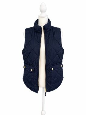 J. Crew Quilted Navy Sleeveless Vest Jacket
